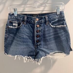 Abercrombie & Fitch Annie High Rise Button Fly Distressed Shorts Size 27 / 4